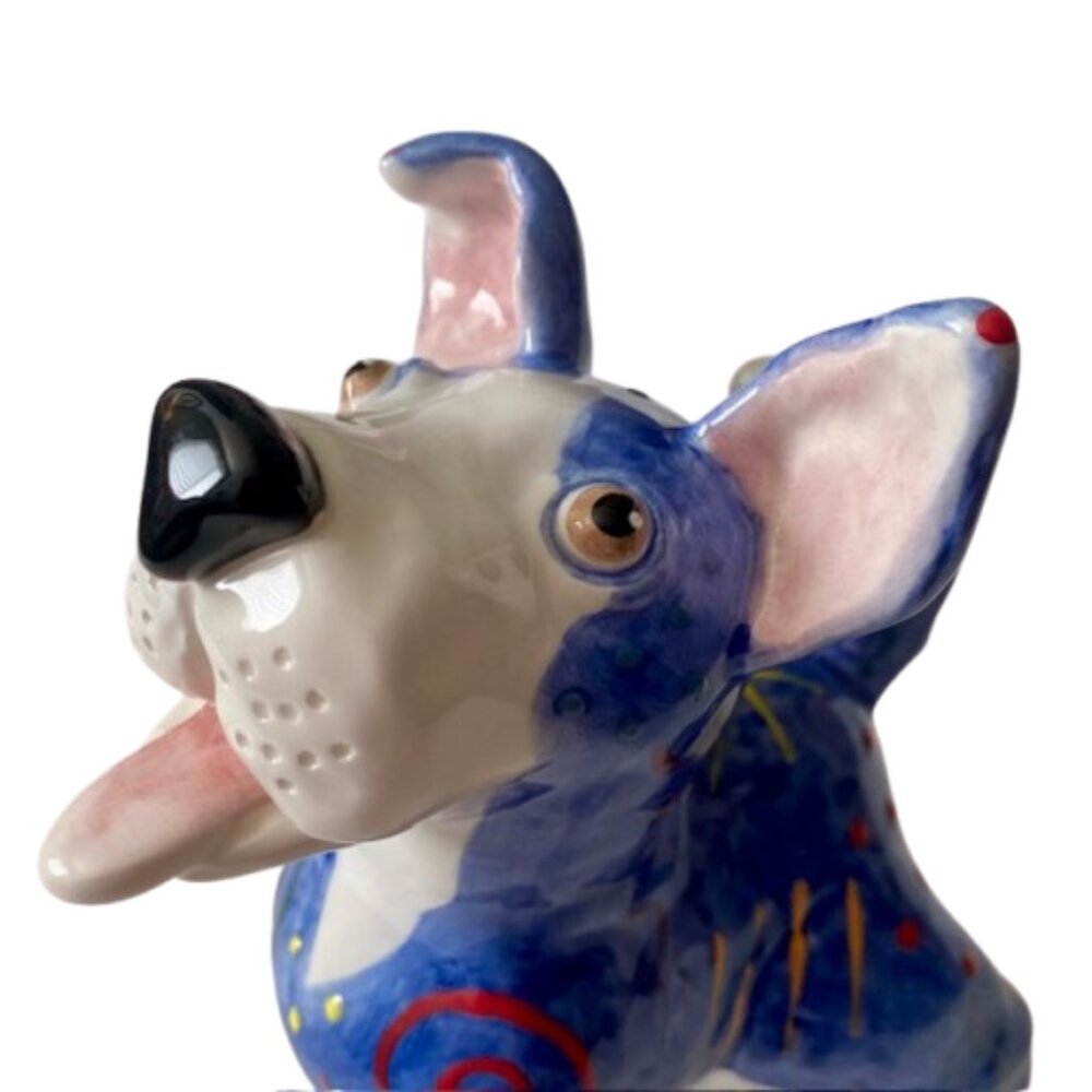 WhimsiClay Dog Figurine Ceramic Colorful Puppy Handmade Hand Painted - Picture 5 of 7